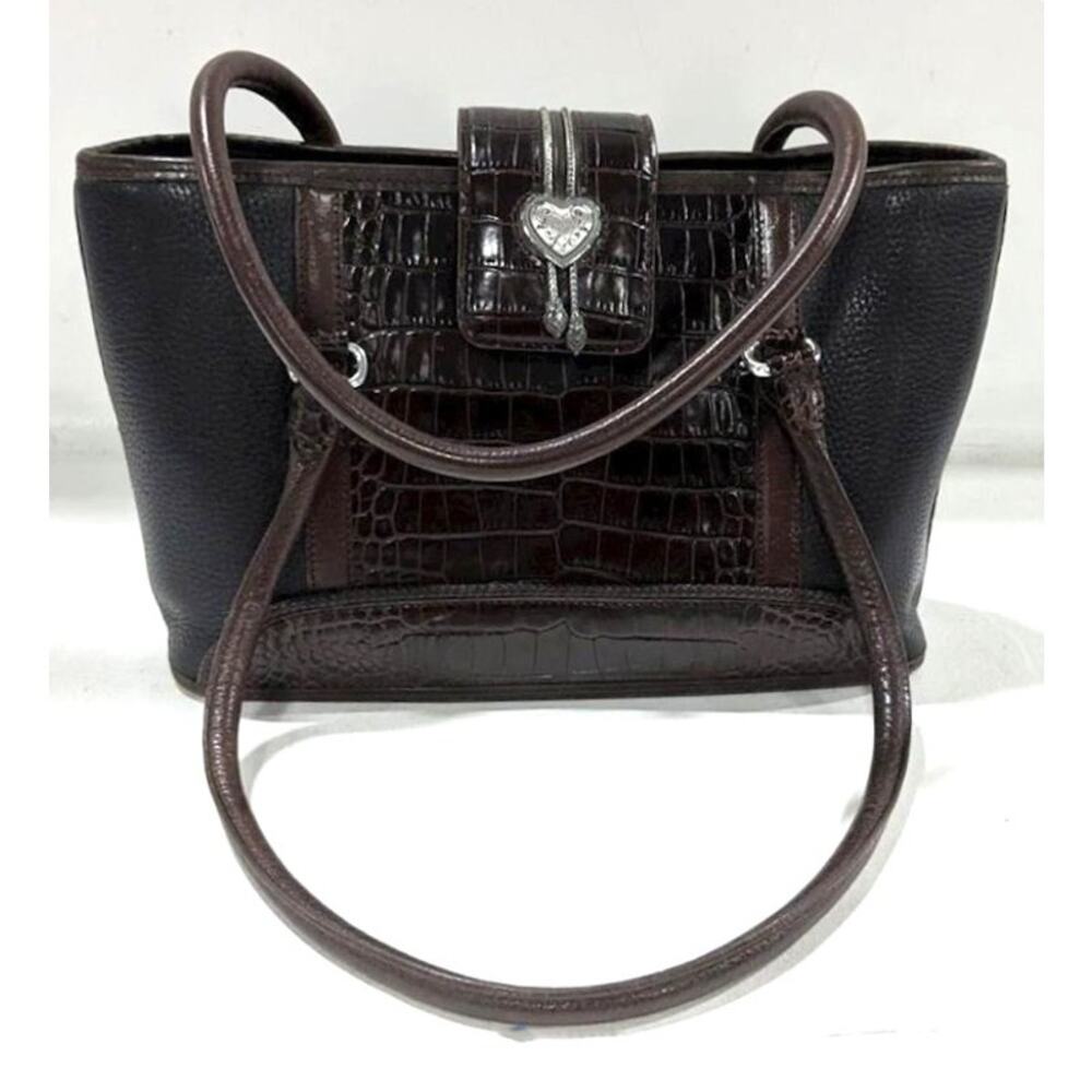 Vintage Brighton Leather Croc Embossed Tote Shoulder Bag - Picture 9 of 10